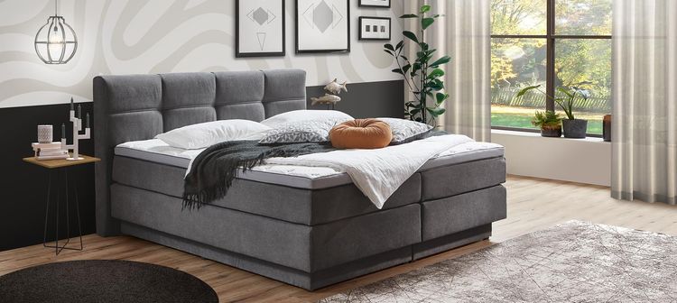Boxspringbett Bardin in grau