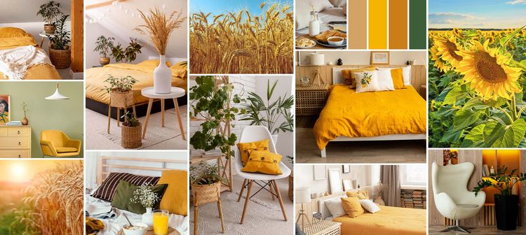 Schlafzimmer inspiriert von gelben Getreidefelder