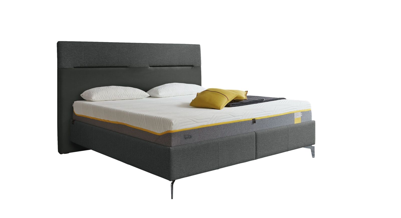 TEMPUR Bett Relax Texture mit Bezug in Webstoff und Kunstleder in Anthrazit