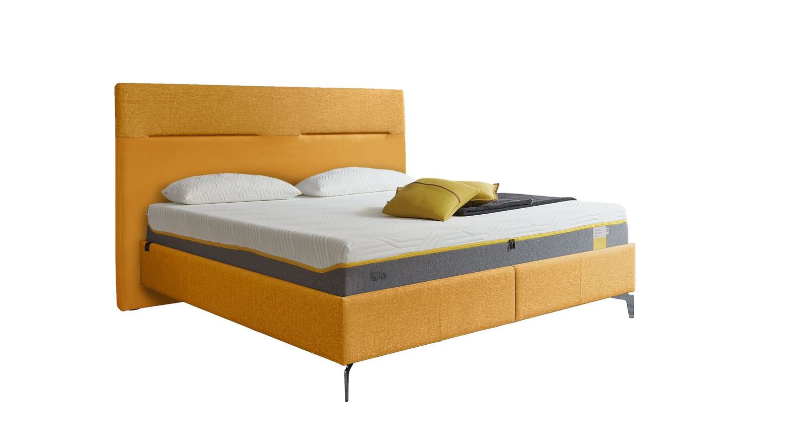 TEMPUR Bett Relax Texture mit Bezug in Webstoff und Kunstleder in Gelb