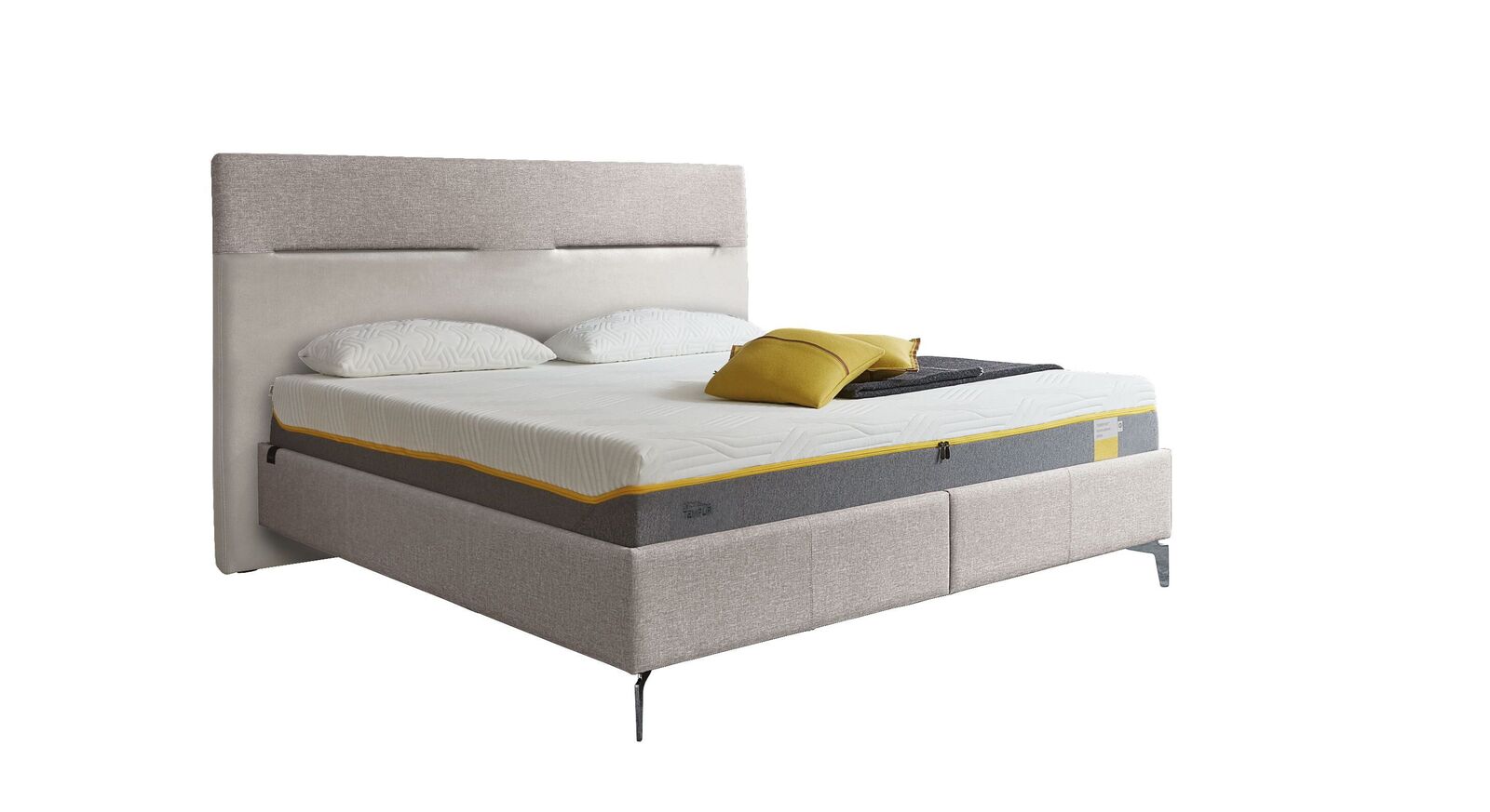 TEMPUR Bett Relax Texture mit Bezug in Webstoff und Kunstleder in Weiß