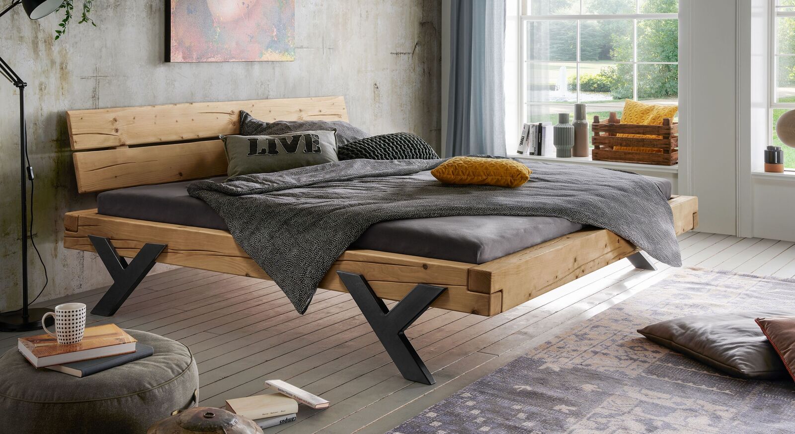 Modernes Bett Cuamba in 180cm Breite