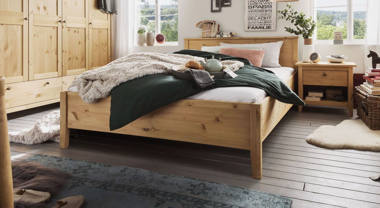 Natürliches Bett Jerico aus Echtholz