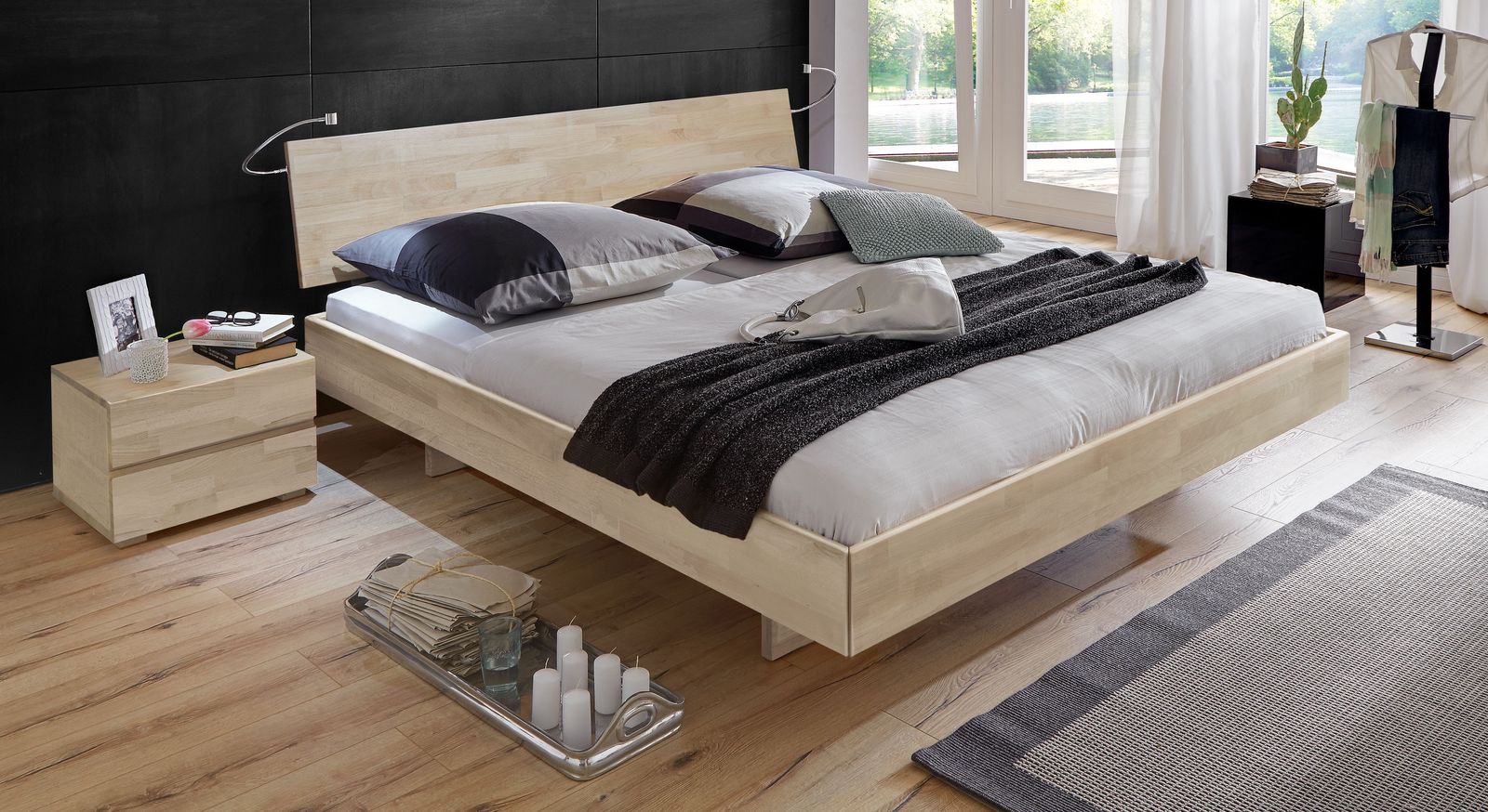 Weißes Bett Rimini mit 38 cm Rahmenhöhe