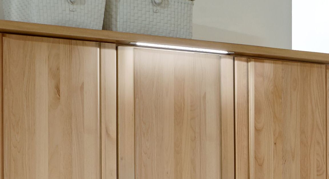 Drehtüren-Kleiderschrank Ageo Holzfront optional mit Beleuchtung