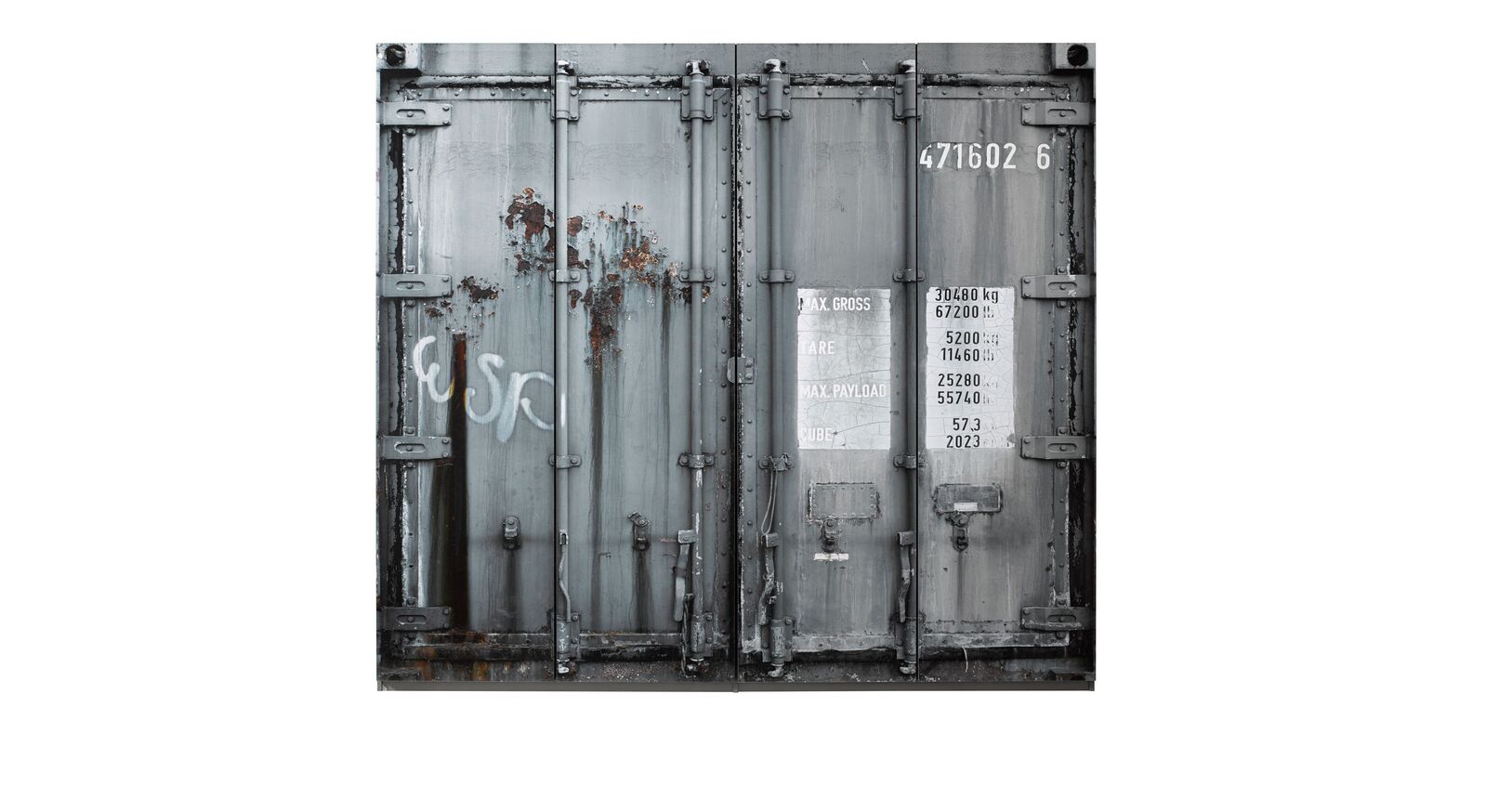 Preiswerter Drehtüren-Kleiderschrank Container in Rostoptik
