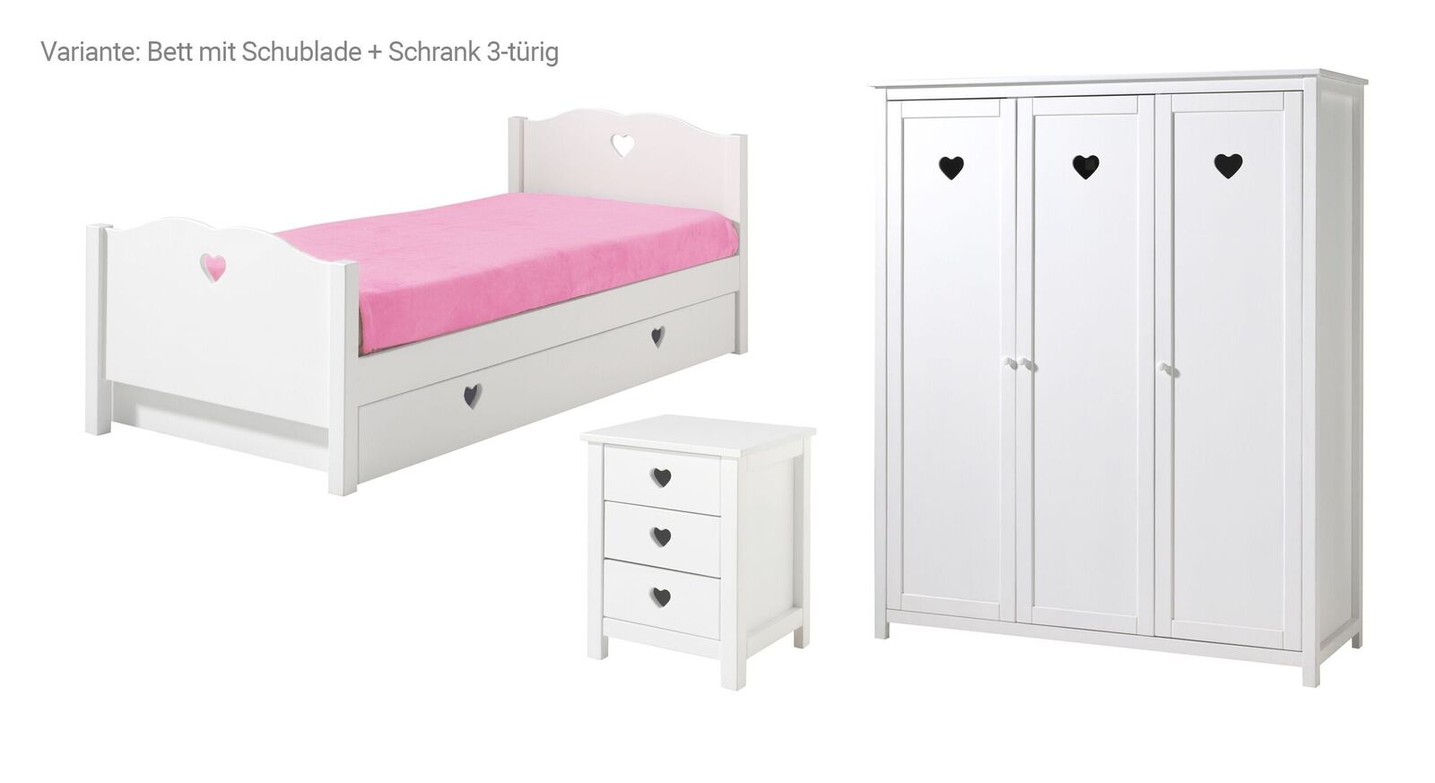 Jugendzimmer Asami Bett mit Schublade und 2-türigem Schrank