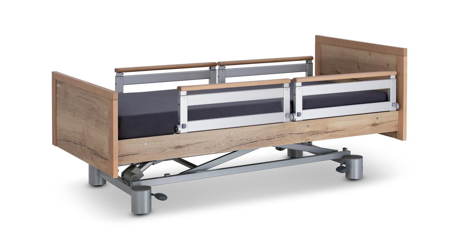 Komfortbett mit Pflegebett-Funktion Hiddensee mit wahlweise 2 oder 4 schwenkbaren Seitengittern