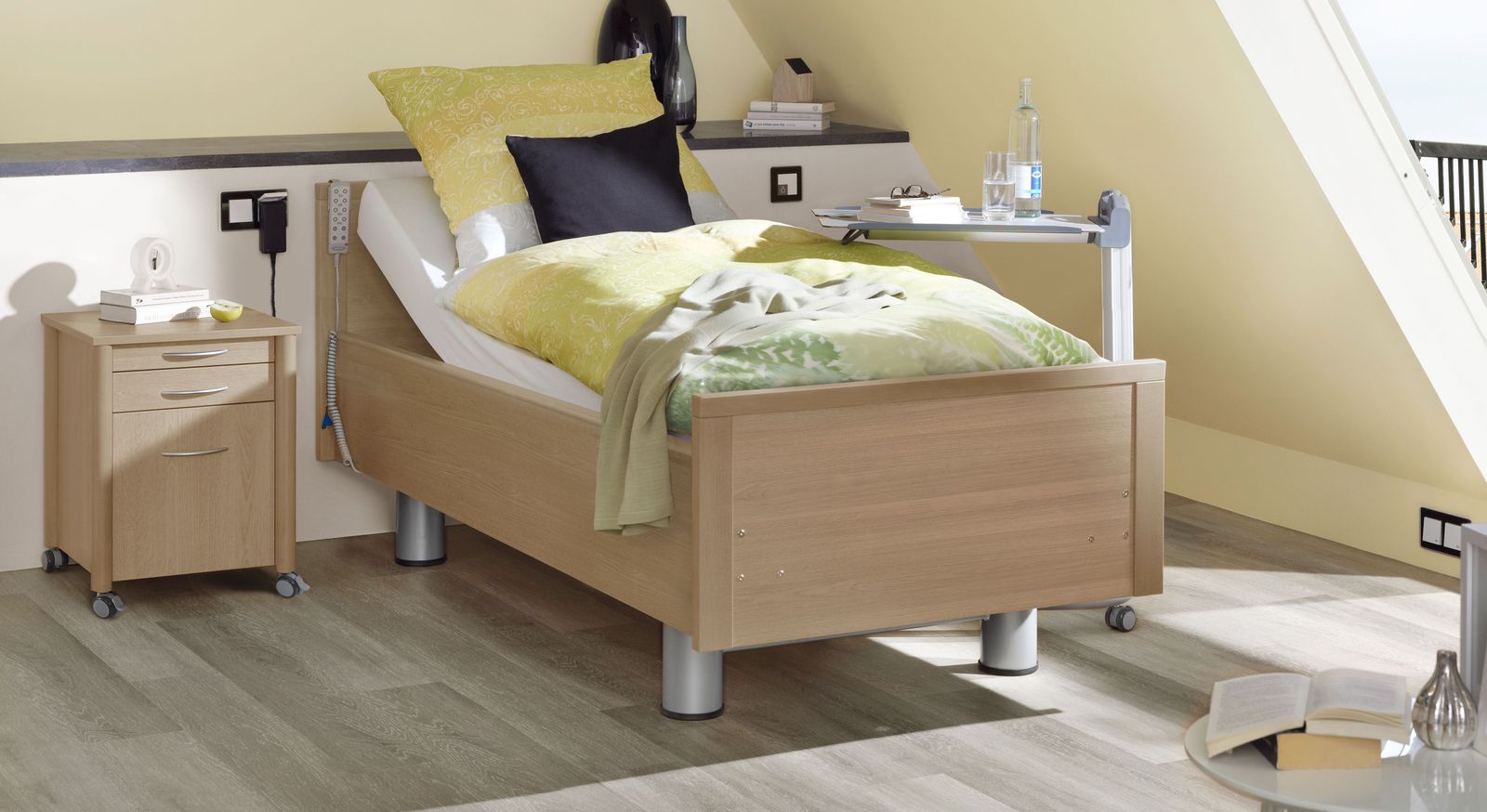Komfortbett mit Pflegebett-Funktion Isar in Kirschbaum Dekor