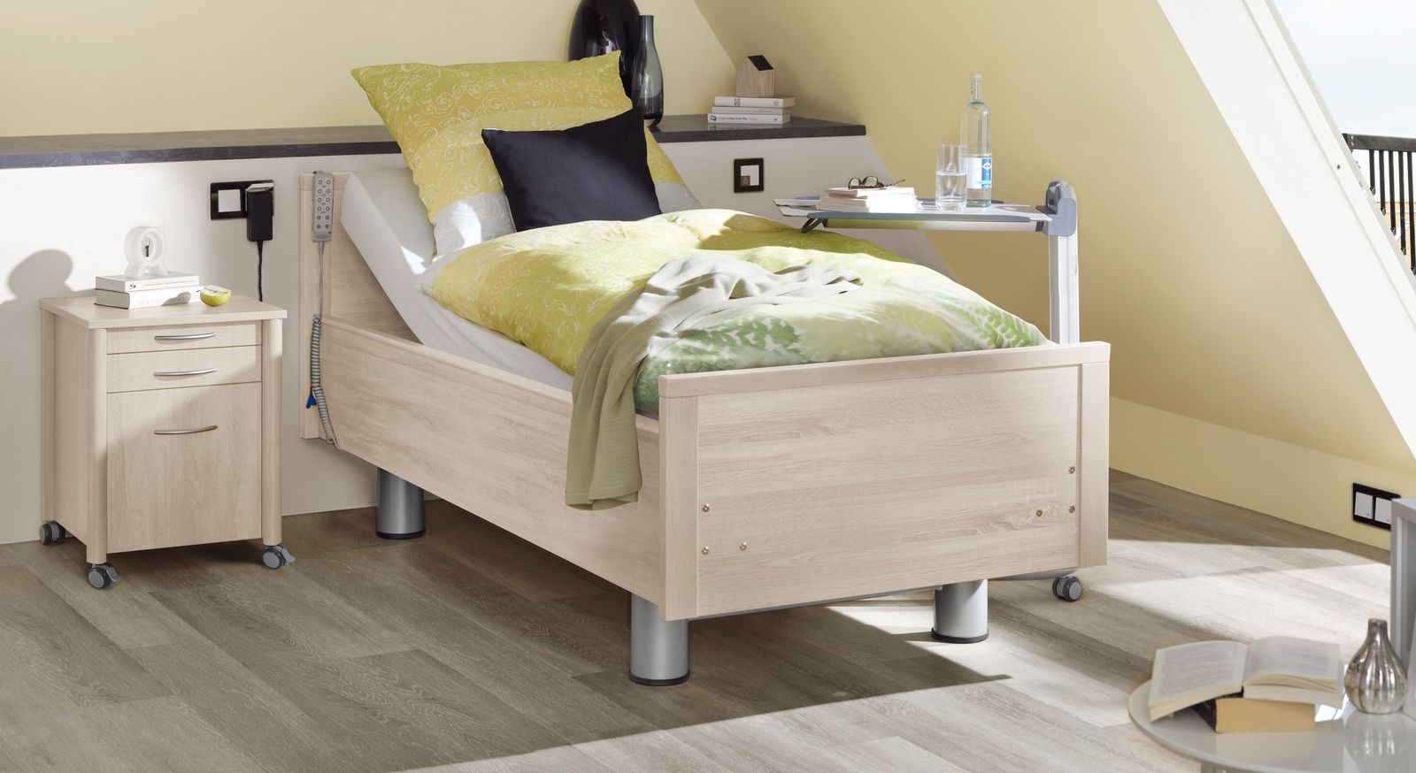 Komfortbett mit Pflegebett-Funktion Isar in Pinie polar Dekor