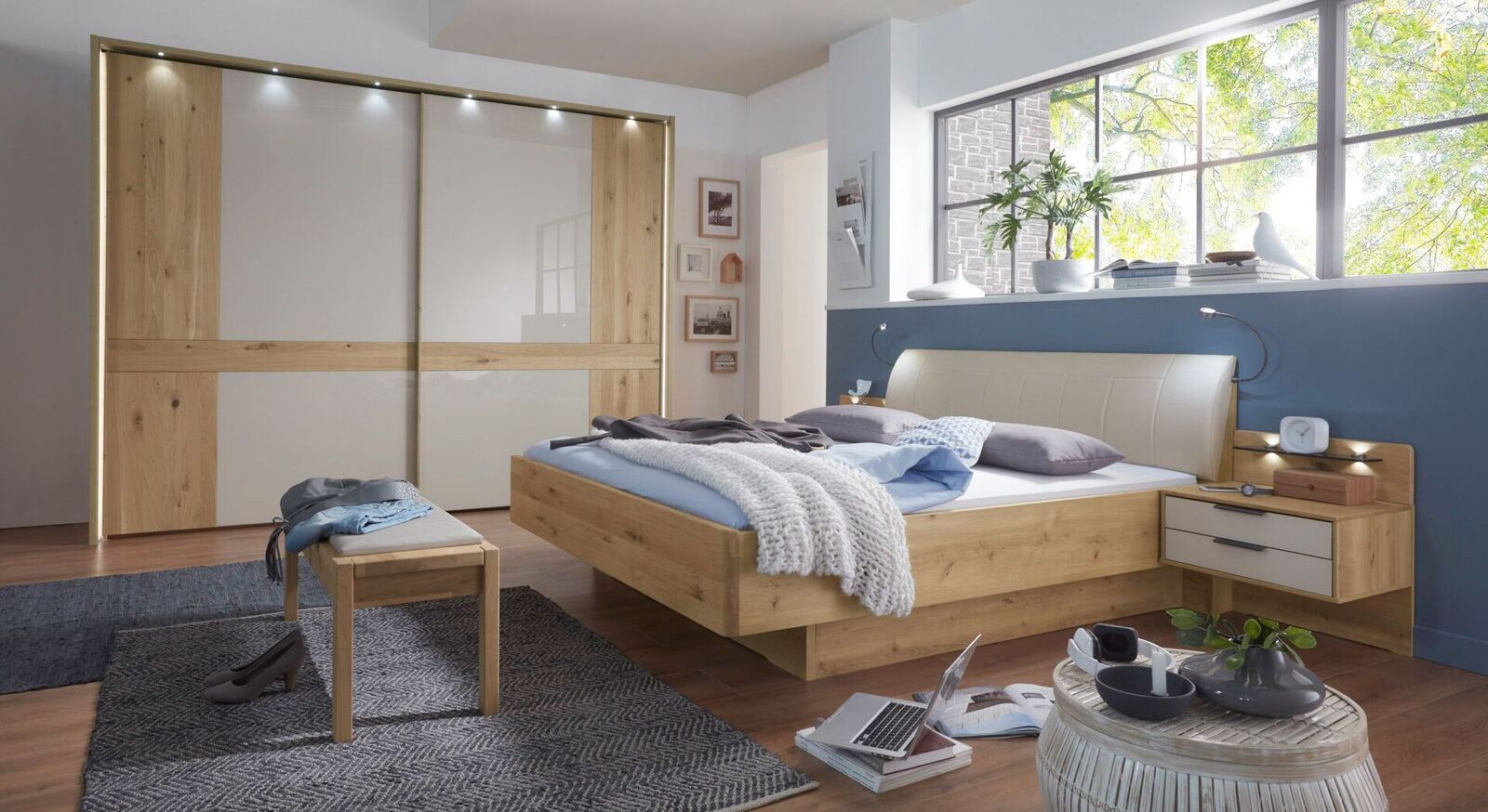 Komplett-Schlafzimmer Aluna mit Bianco-Eiche-Dekor