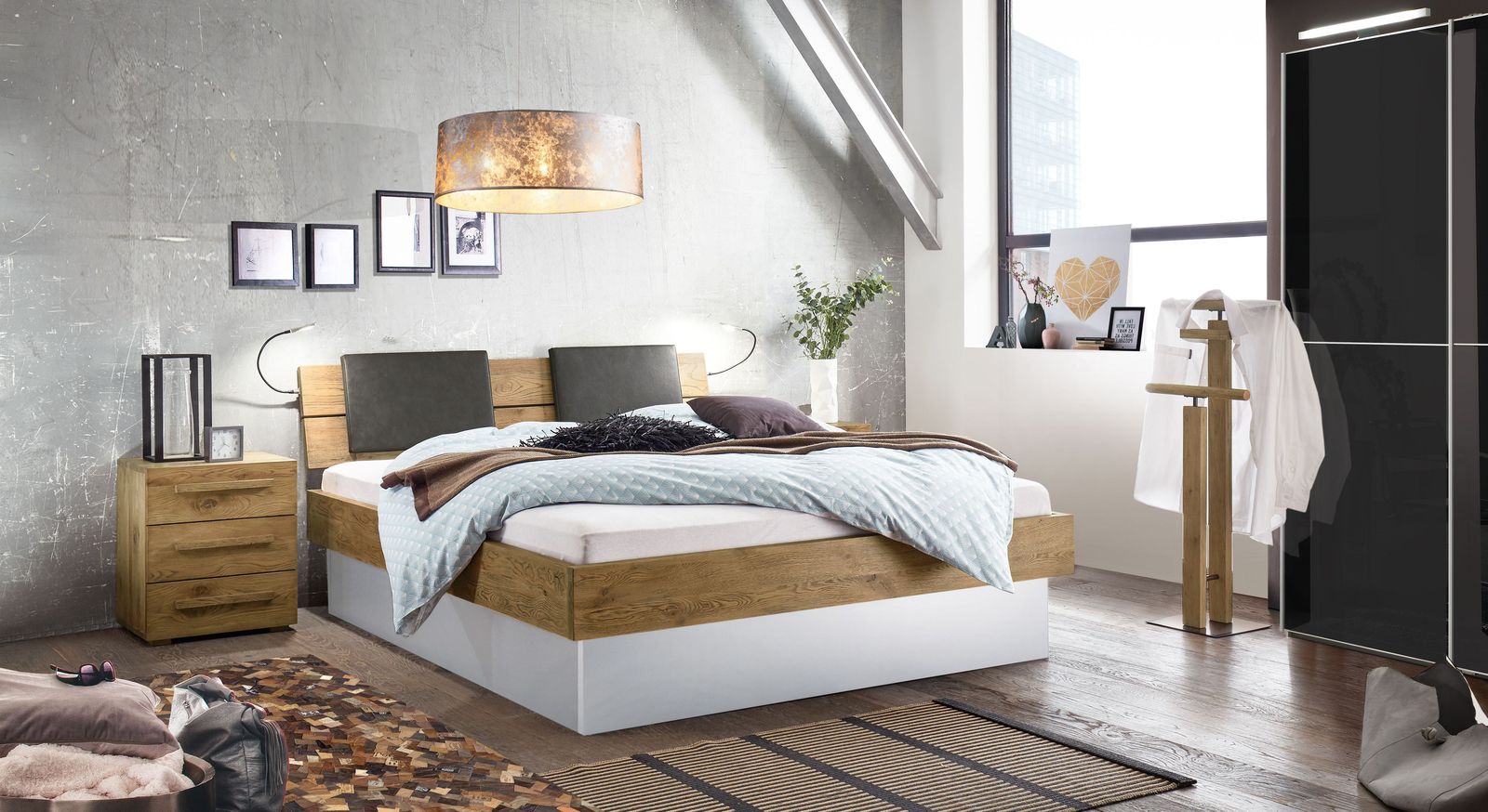 Komplett-Schlafzimmer Boa Vista bestehend aus Bett Nachttisch und Kleiderschrank
