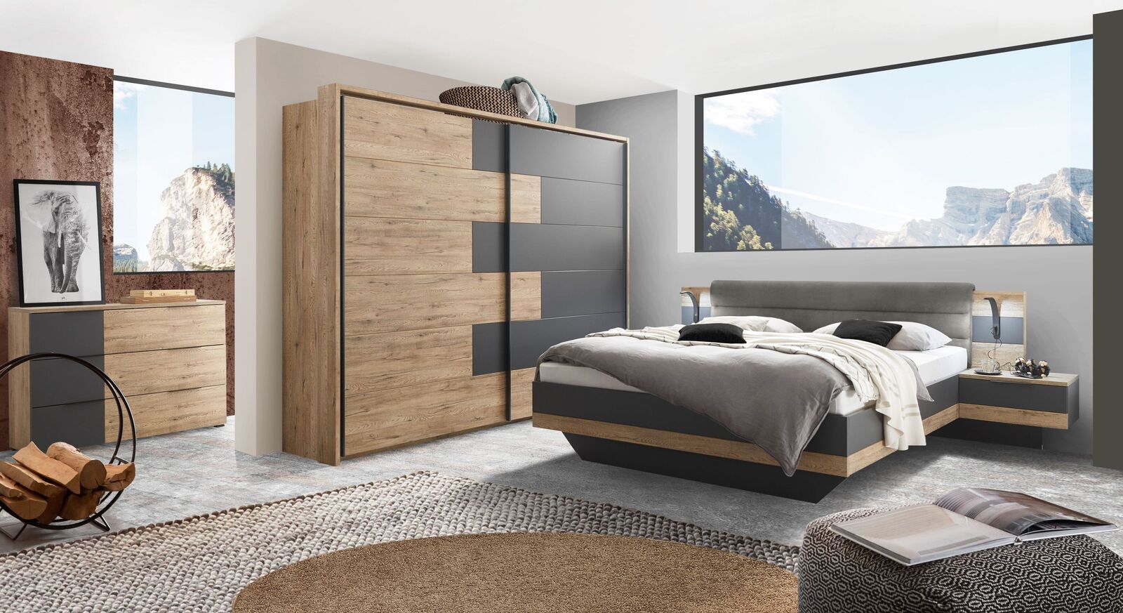 Komplett-Schlafzimmer Igneo mit preiswerten Möbeln