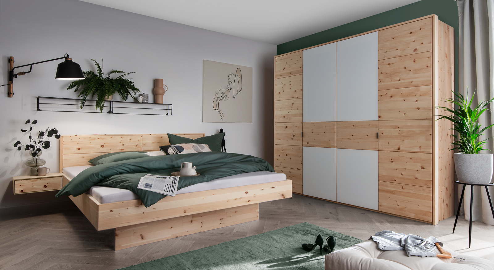 Komplett-Schlafzimmer Malika aus Zirbenholz