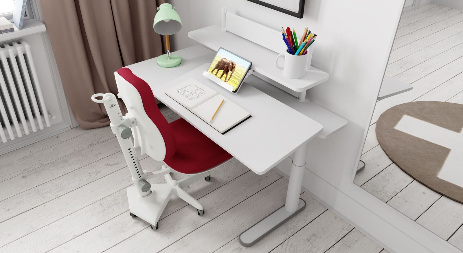 LIFETIME Schreibtisch und Bürostuhl Ergo mit kindgerechtem Design