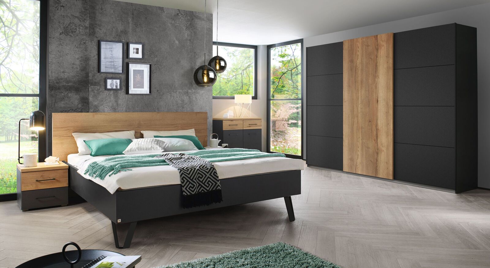 Preiswertes Schlafzimmer Azra mit modernen Möbeln