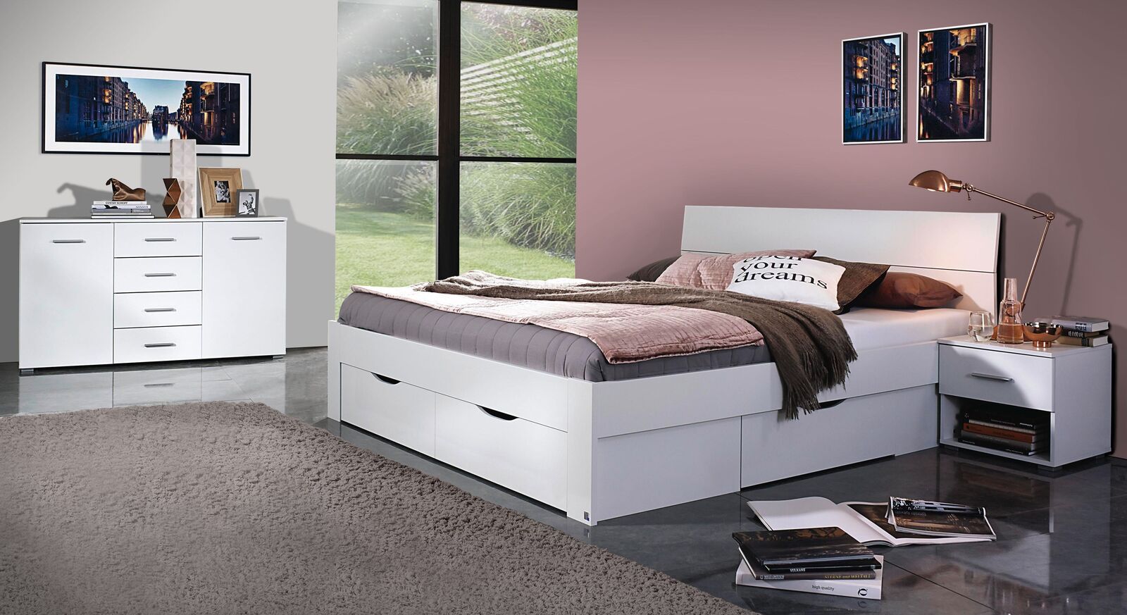 Schlafzimmer Leilani mit Bett-Schubkastensystem