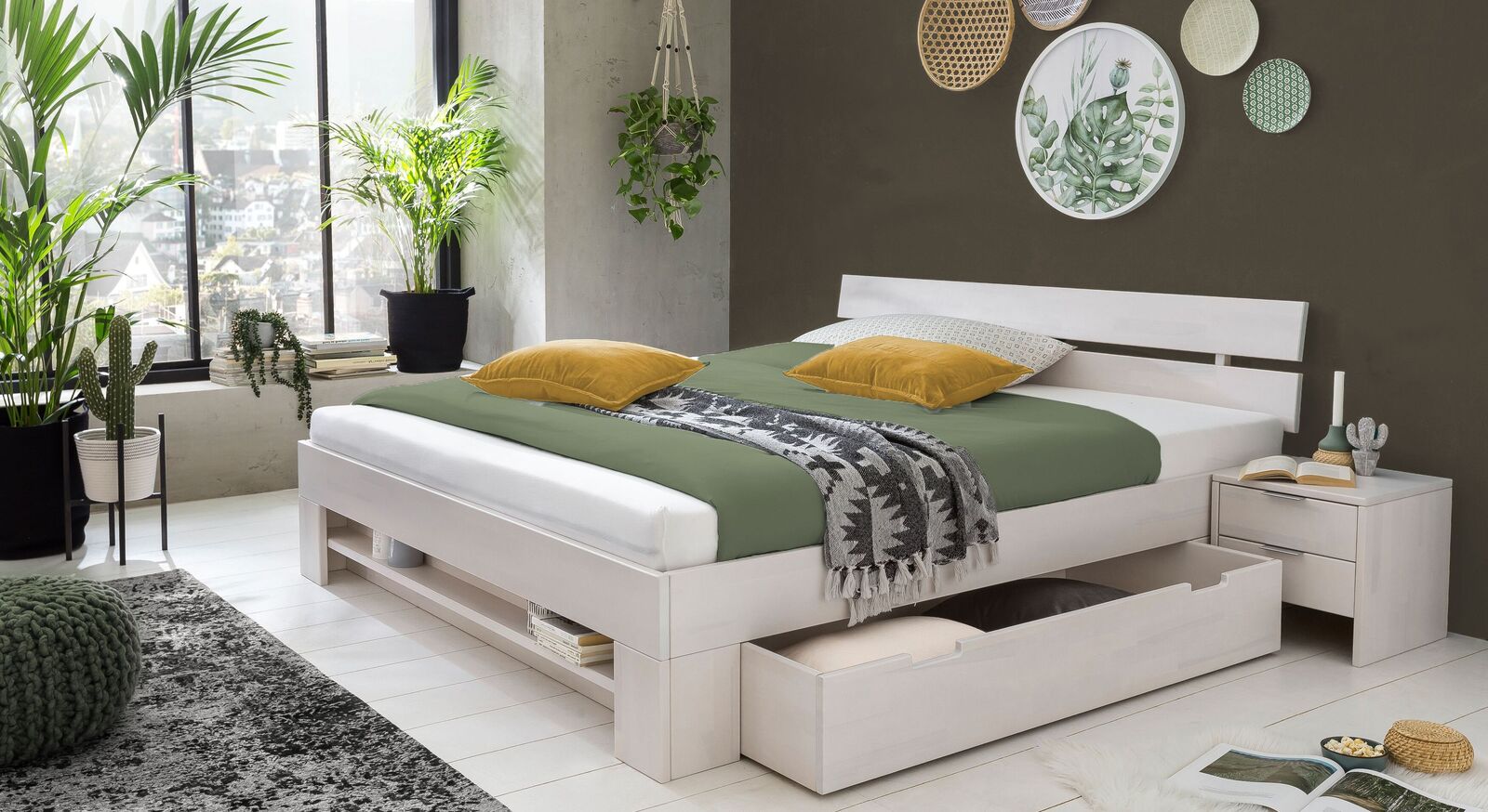 Schubkasten-Bett Valor mit passendem Nachttisch