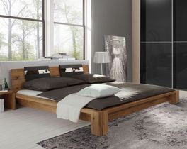 Bett Aragon mit trendigem Holzbettrahmen
