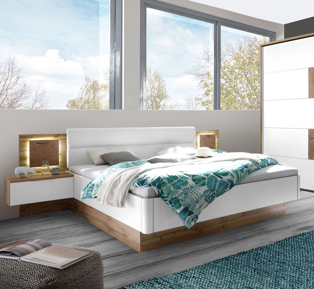 Bett mit Nachttischen Caribea mit weißem Rahmen