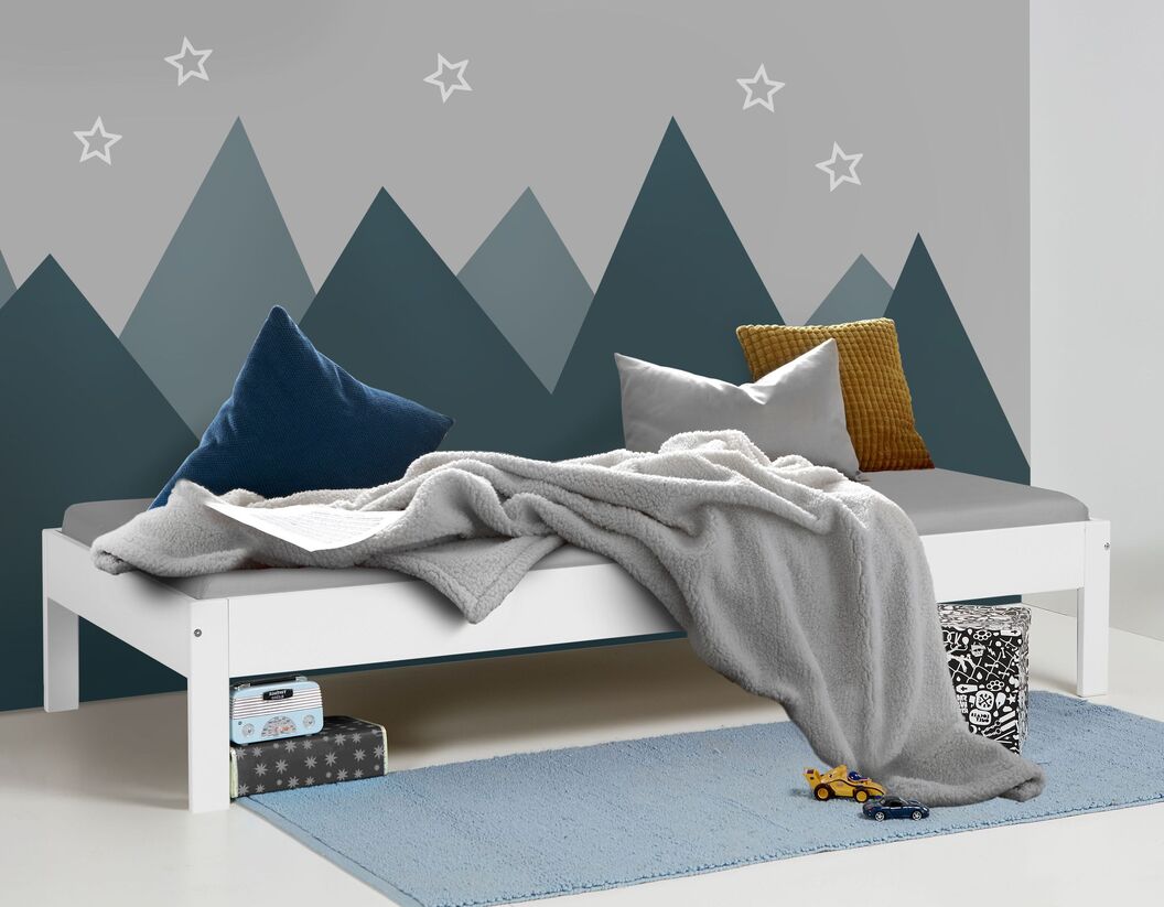 Günstiges Bett Tacora aus weißem MDF