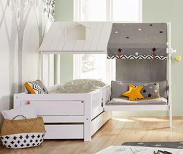 Modernes LIFETIME Bett & Sofa Ferienhaus in Weiß lackiert