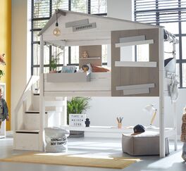 LIFETIME Midi-Hüttenbett Hideout mit Treppenmodul und Fenster