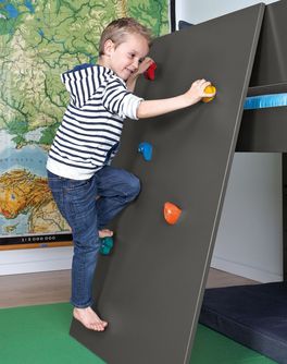 Mini-Hochbett Kids Town Color inklusive Kletterwand mit bunten Klettergriffen