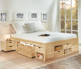 Schubkasten-Bett Oslo aus robustem Echtholz