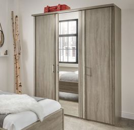 Spiegel-Kleiderschrank Troia mit Holz- und Spiegeltüren